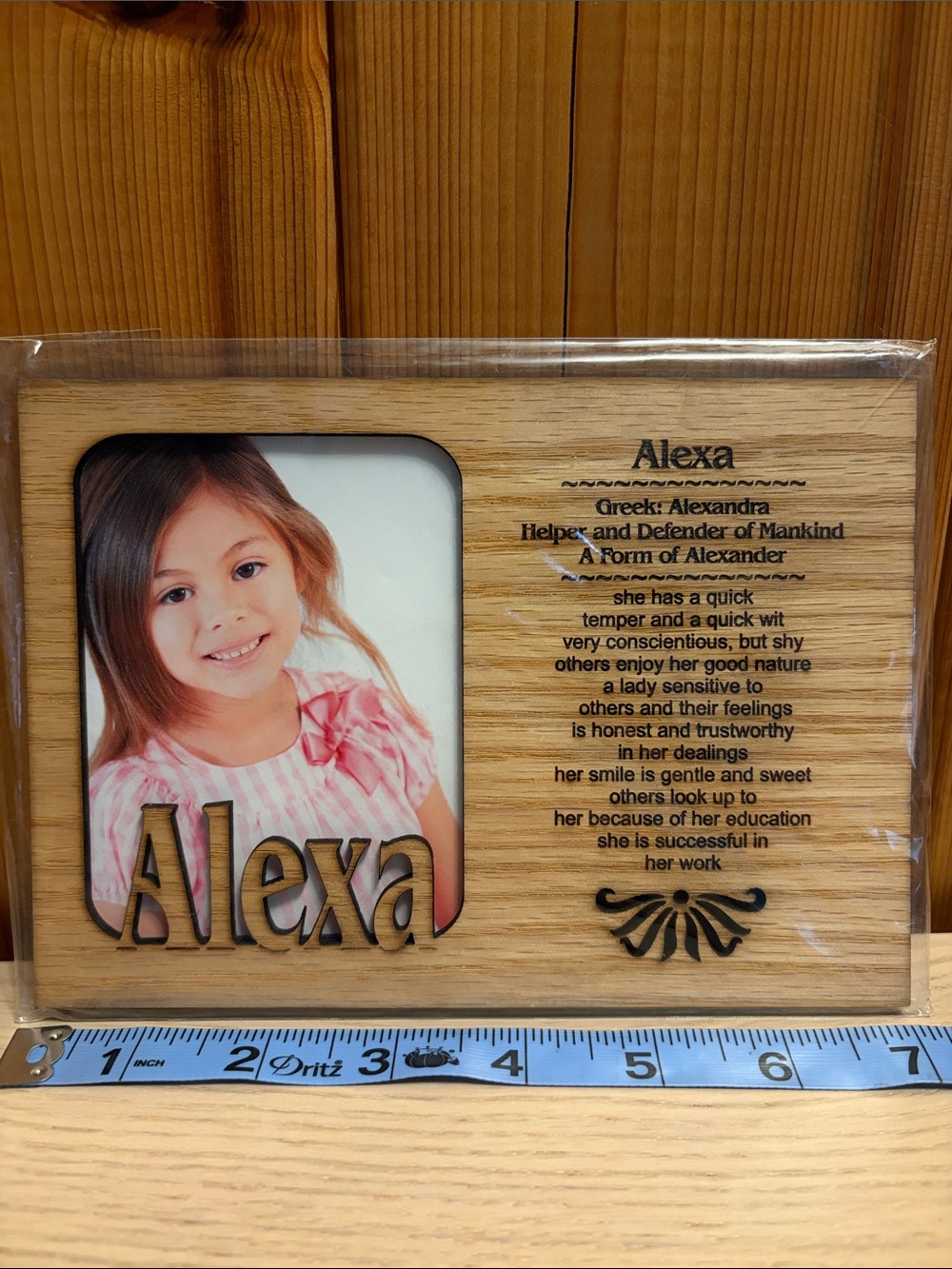 Alexa Wood Photo Frame with Name Accent - Natural Oak Finish